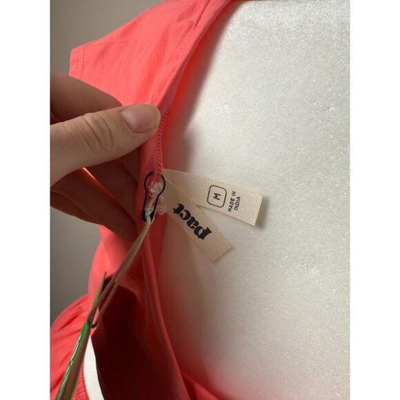 NWT Pact Womens Pink Open Back Mini Dress Sz M Criss Cross Flare Organic - Picture 6 of 9